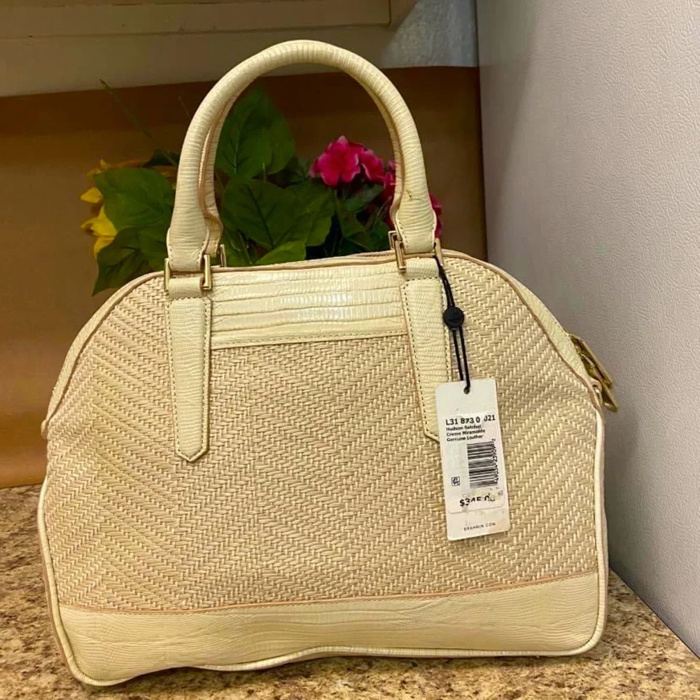 Brahmin Cream Hudson Satchel